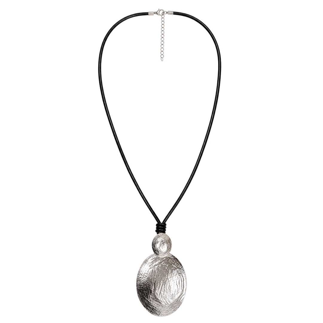 Long necklace with a large oval pendant