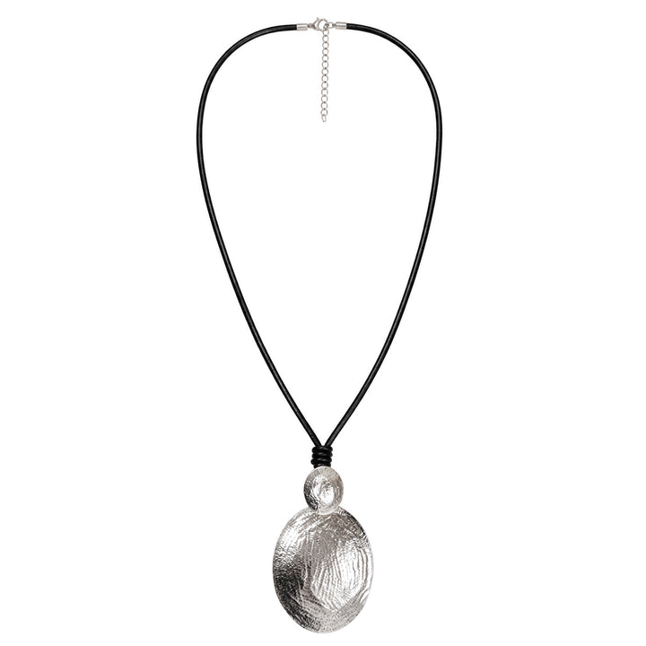 Long necklace with a large oval pendant