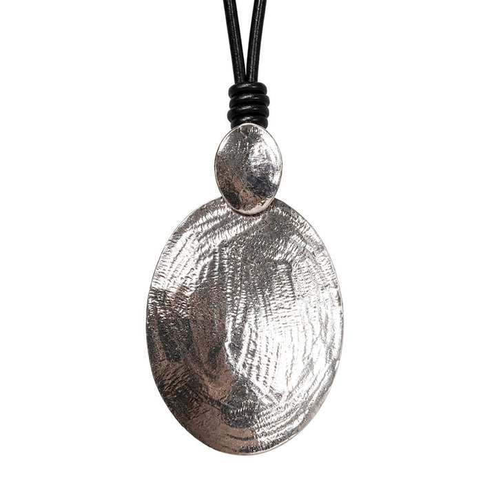 Long necklace with a large oval pendant