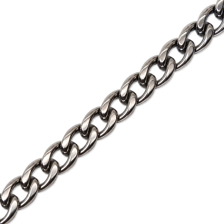 Flat Steel Armored Chain Necklace, 1 cm, 55 cm (316L Steel)