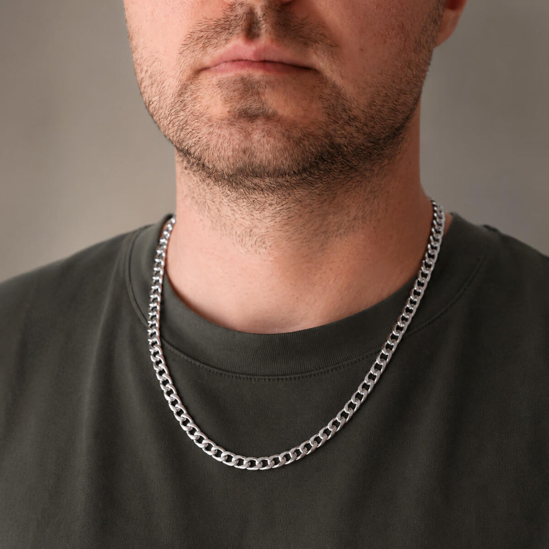 Flat Armored Chain Steel Necklace, 9 mm, 57 cm (316L Steel)