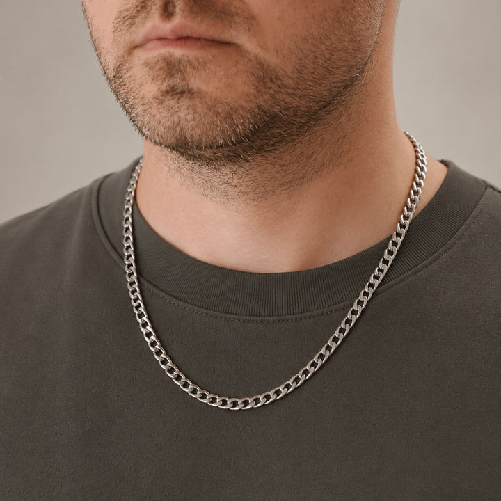 Flat Armored Chain Steel Necklace, 6 mm, 55 cm (316L Steel)