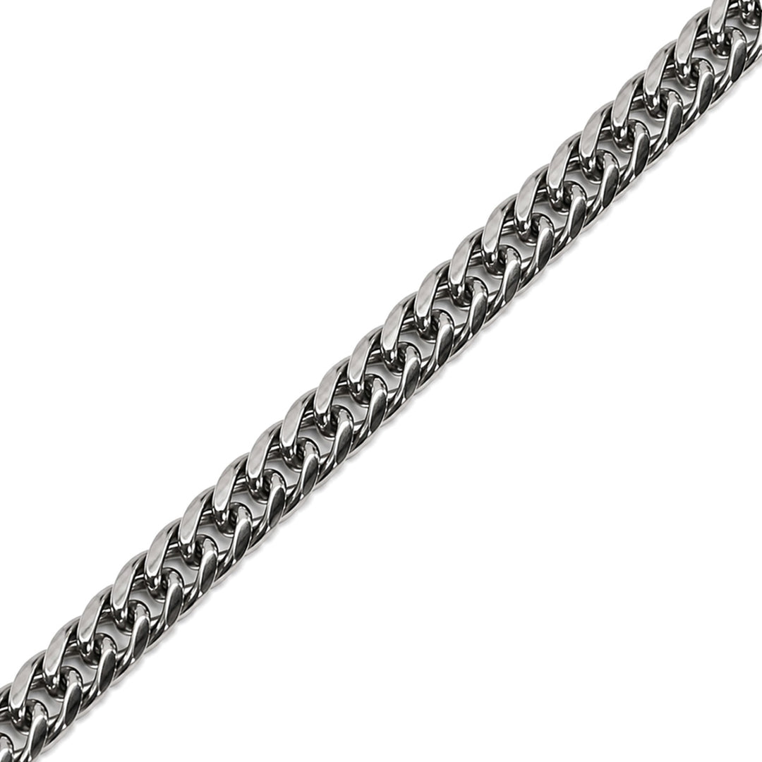 Dense, steel curb chain necklace with rounded edges, 6 mm, 55 cm (316L steel)