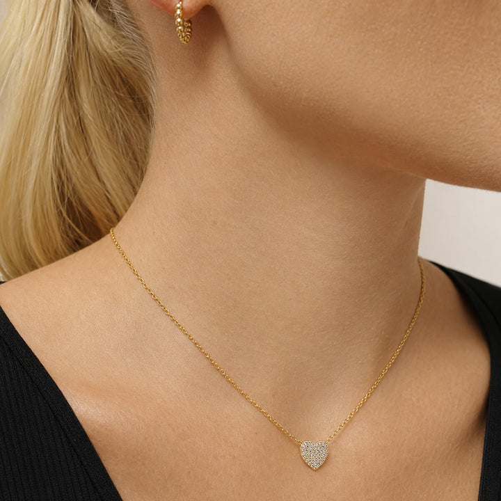 Heart Necklace with Stone Pendant (316L Stainless Steel)