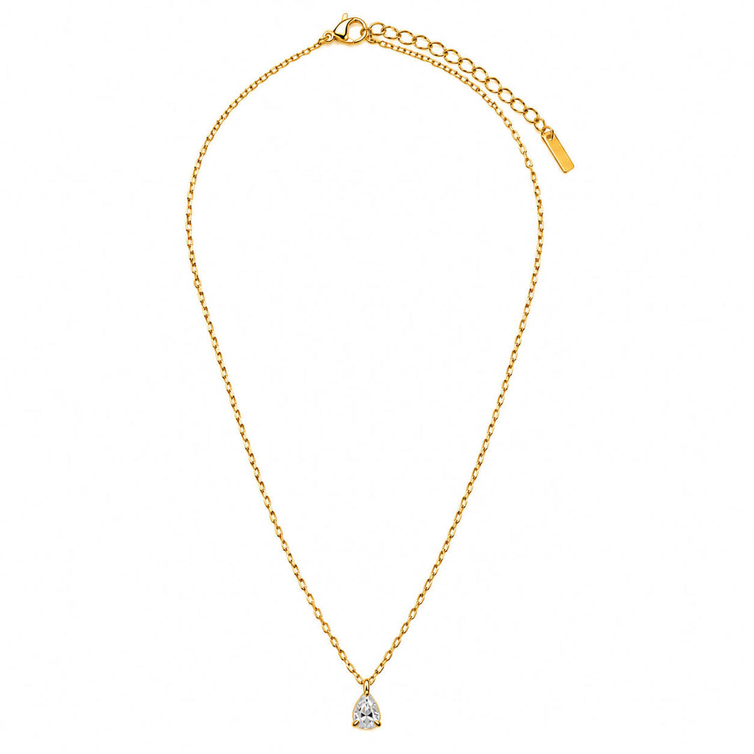Teardrop-Shaped Zirconia Pendant Necklace (316L Stainless Steel)