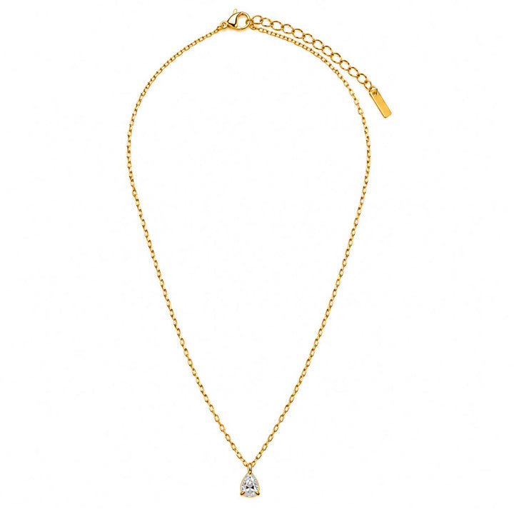 Teardrop-Shaped Zirconia Pendant Necklace (316L Stainless Steel)