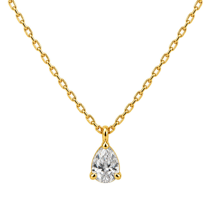 Teardrop-Shaped Zirconia Pendant Necklace (316L Stainless Steel)