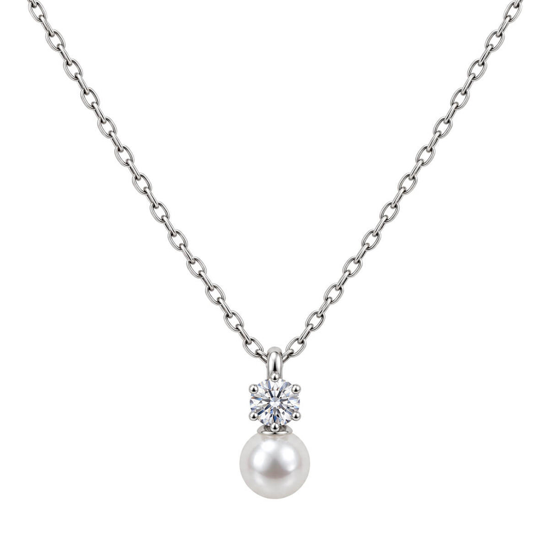 Delicate Pearl Zirconia Pendant Necklace (316L Stainless Steel)