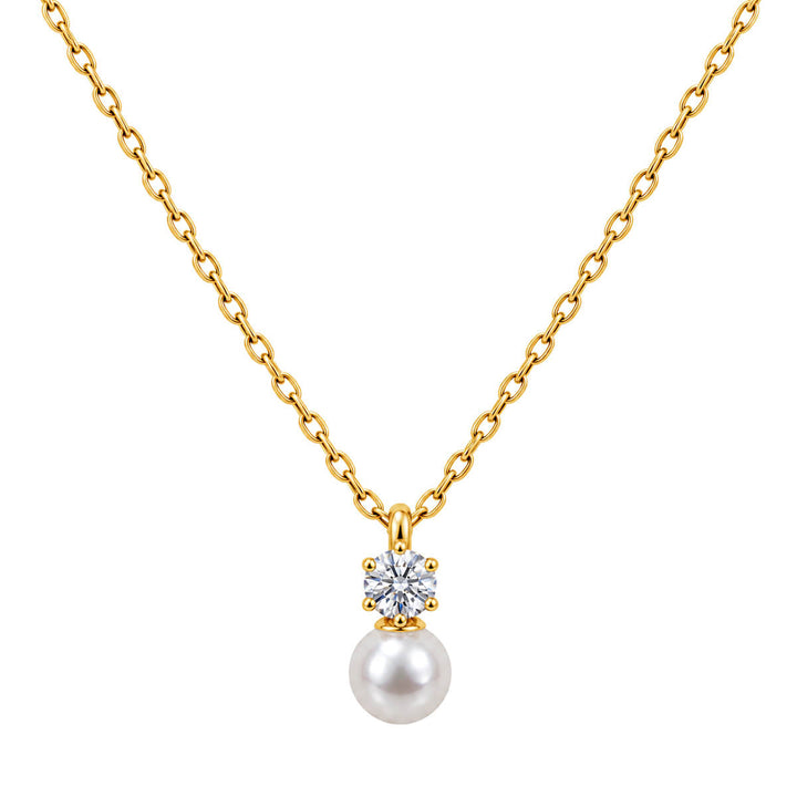 Delicate Pearl Zirconia Pendant Necklace (316L Stainless Steel)