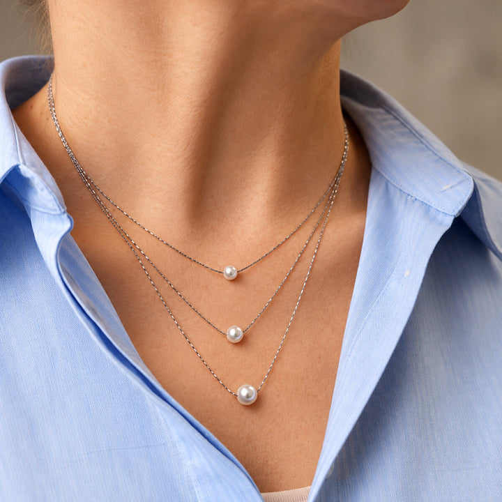 Three-row pearl necklace (316L stainless steel)