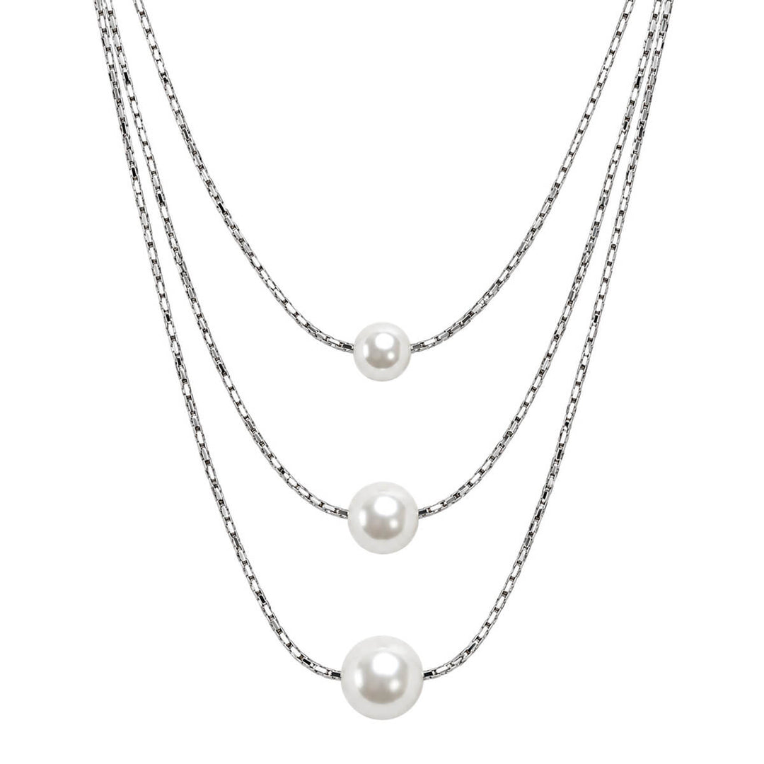 Three-row pearl necklace (316L stainless steel)