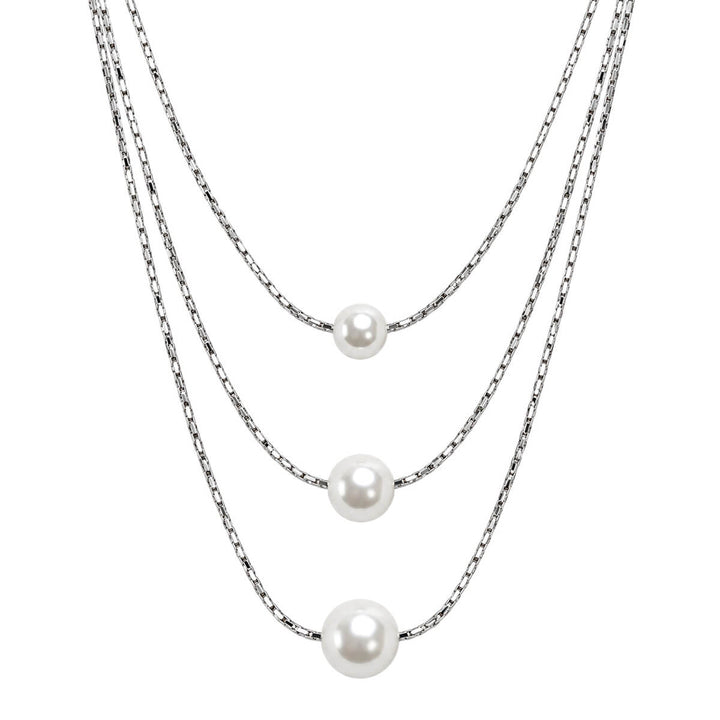 Three-row pearl necklace (316L stainless steel)