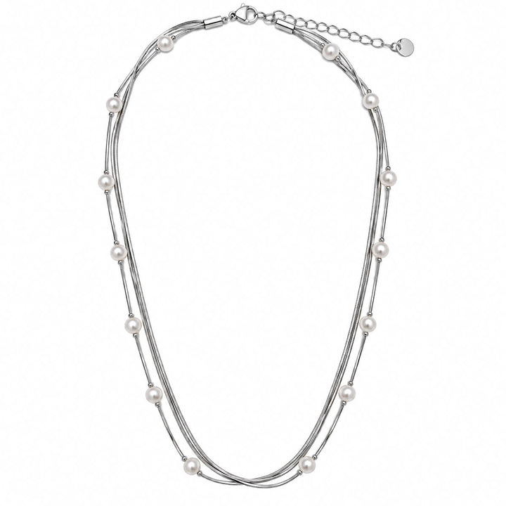 Multi-chain pearl necklace, 43 cm (316L stainless steel)