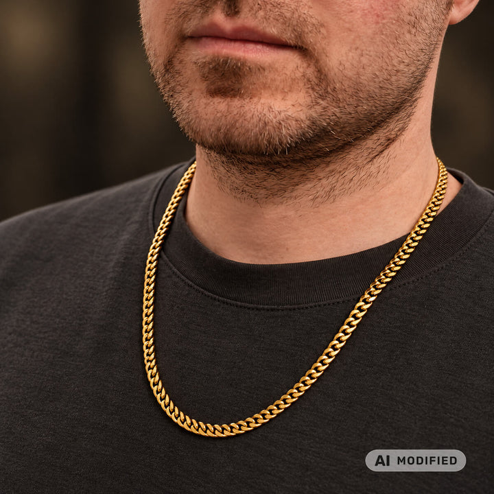 Steel armoured chain necklace 6mm 60cm (Steel 316L)