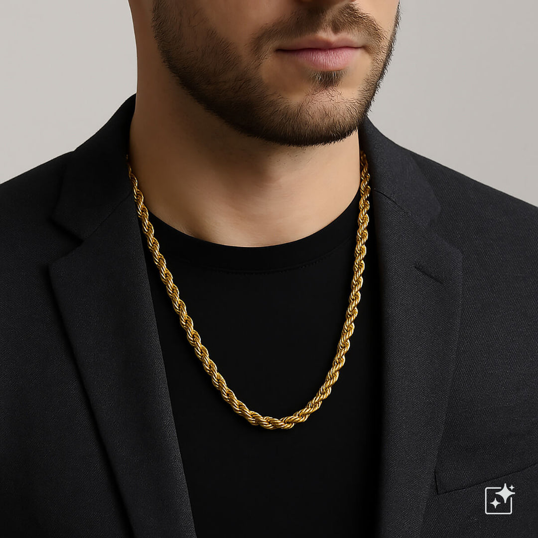 Thick cord chain, 8 mm, 70 cm – steel chain for men (316L)