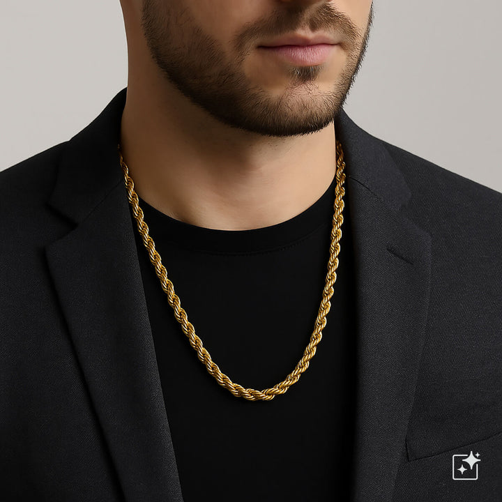 Thick cord chain, 8 mm, 70 cm – steel chain for men (316L)