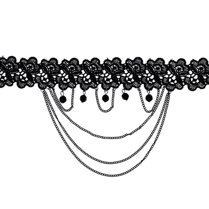 Embellished chain lace choker necklace