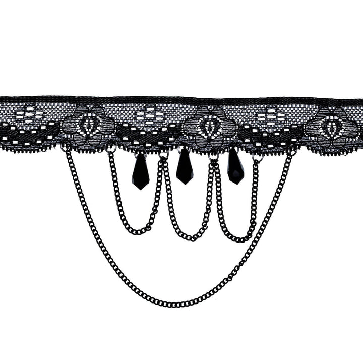Embellished chain lace choker necklace