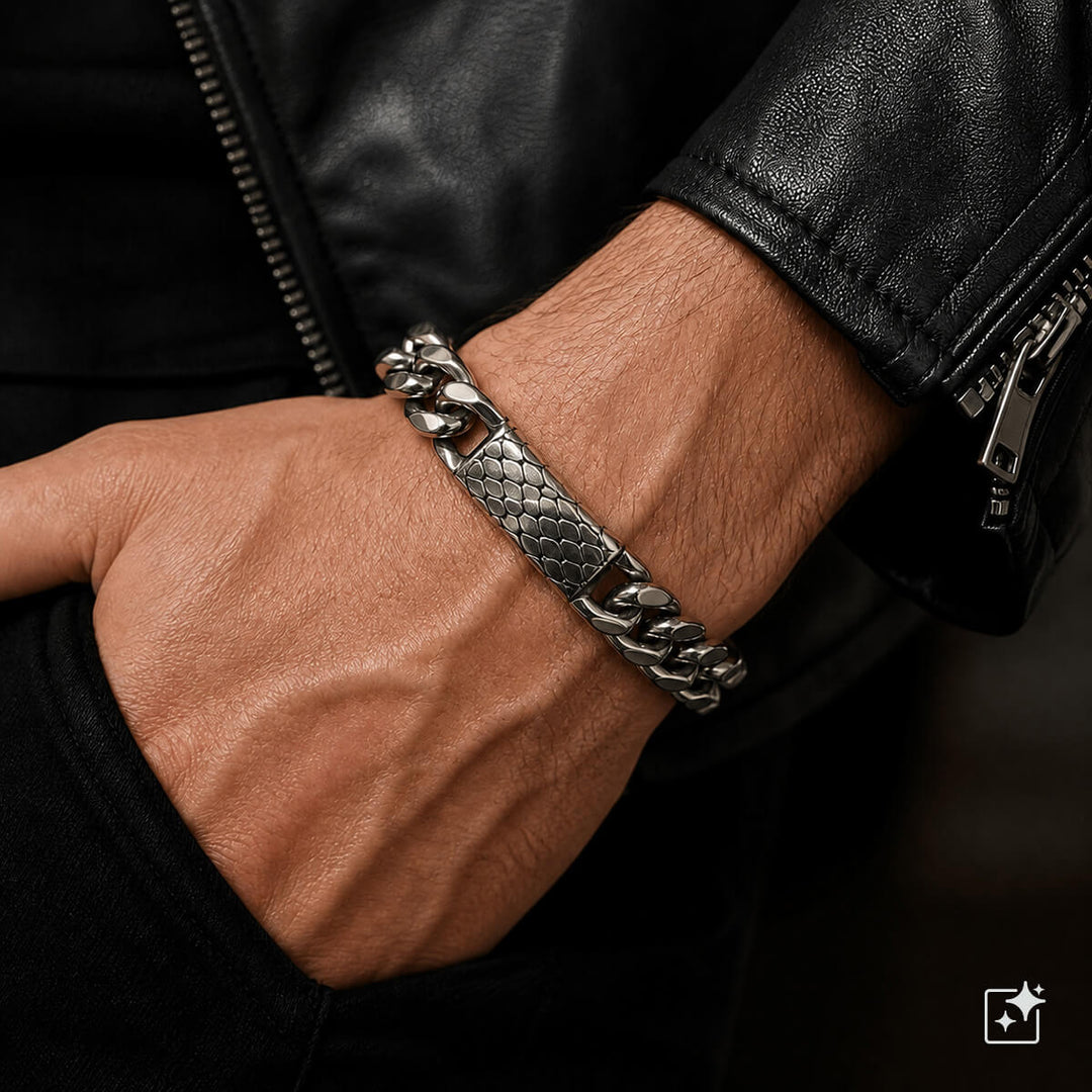Men's Armored Chain Bracelet 13 mm – Magnetic Clasp (316L Stainless Steel) - Ninja.fi