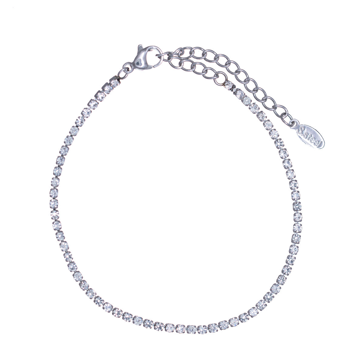 Narrow rhinestone bracelet with clear stones (Steel 316L)