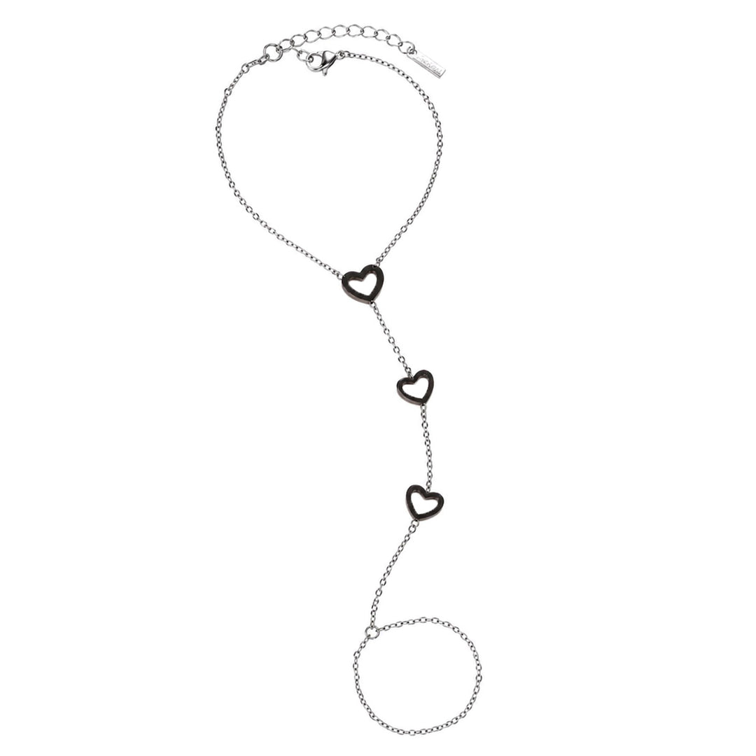 Bracelet with a ring featuring three hearts – 316L surgical steel