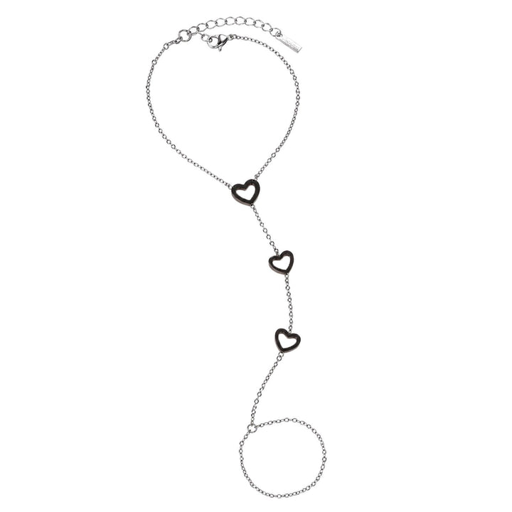 Bracelet with a ring featuring three hearts – 316L surgical steel