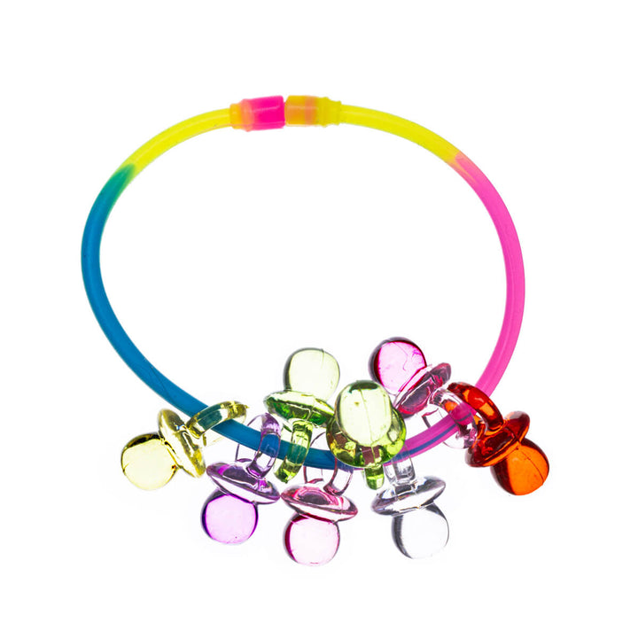 Glow in the dark bracelet with pacifier pendants 2pcs