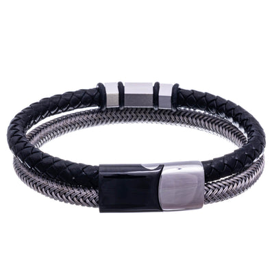 Double row bracelet with angled steel beads 21cm (Steel 316L)