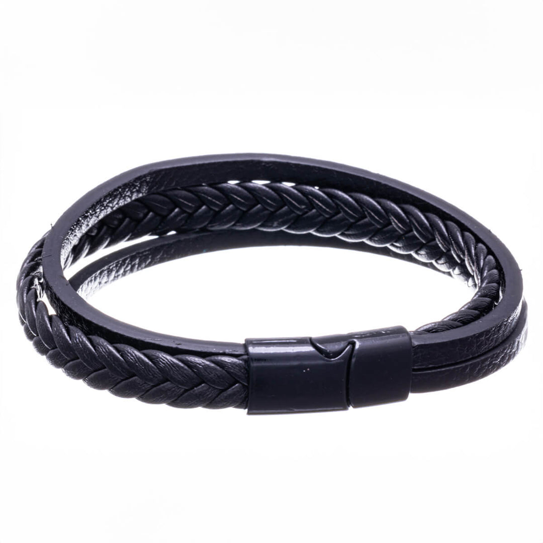 Three row leather bracelet 21cm