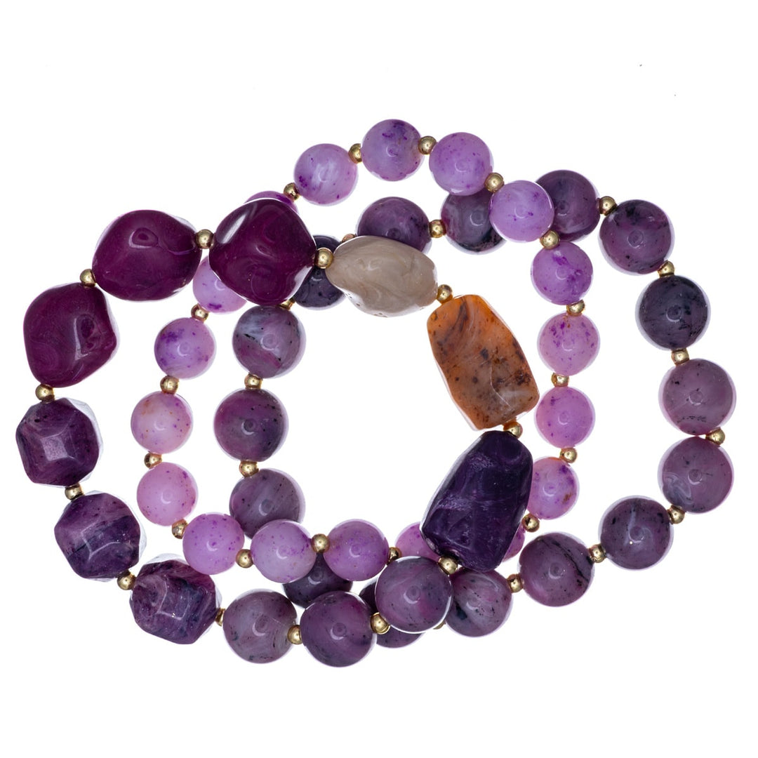 Colourful stone imitation pearl bracelet pendant 3pcs