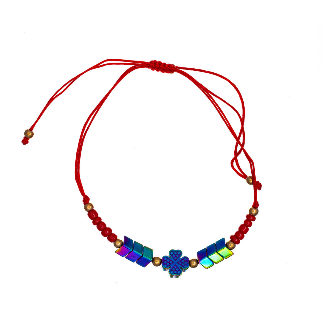 Colourful bead bracelet with symbols