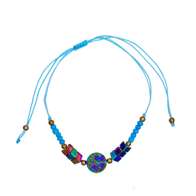 Colourful bead bracelet with symbols