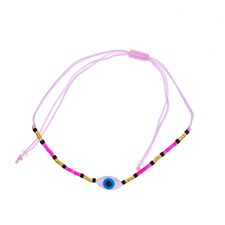 Adjustable evil eye bracelet with beads