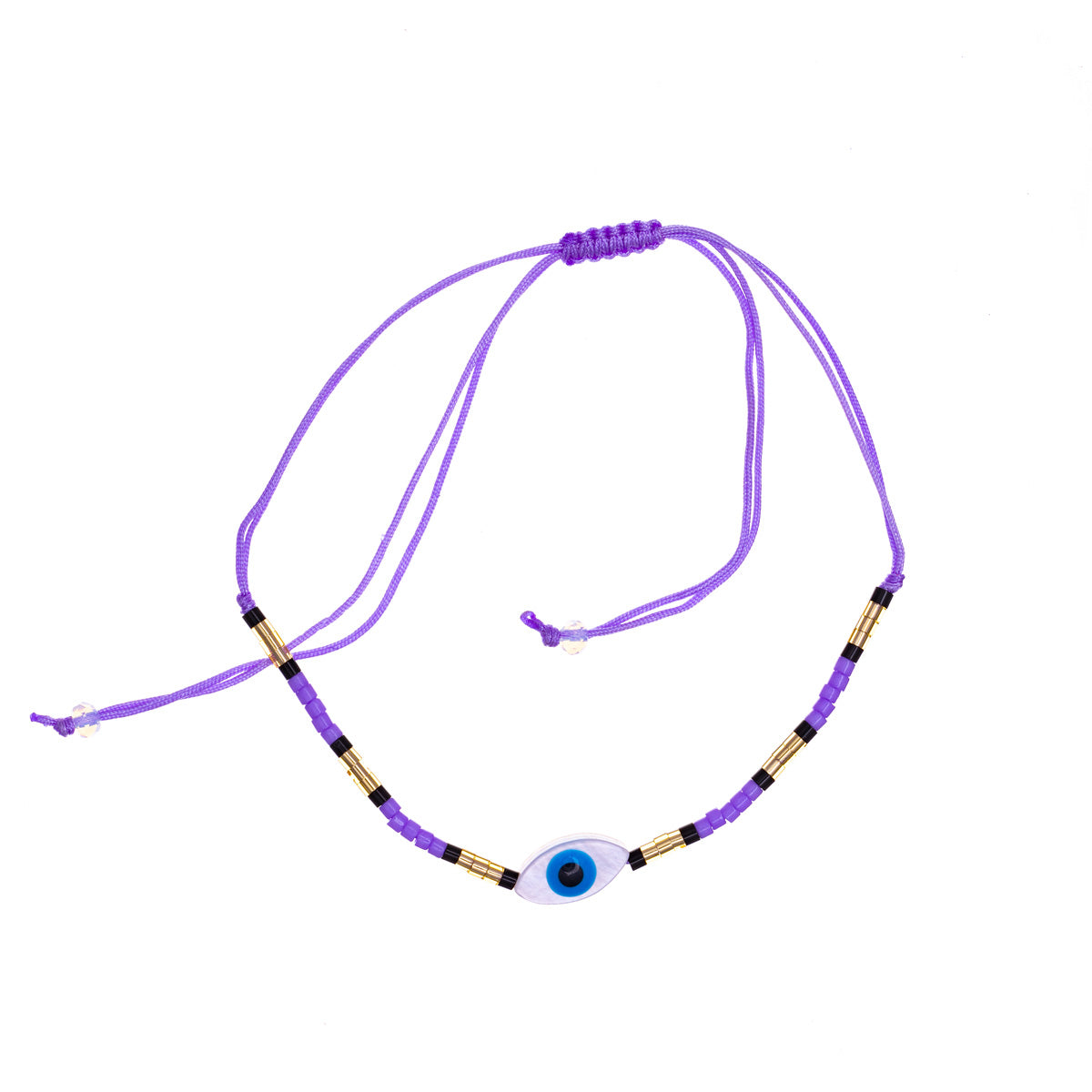 Adjustable evil eye bracelet with beads
