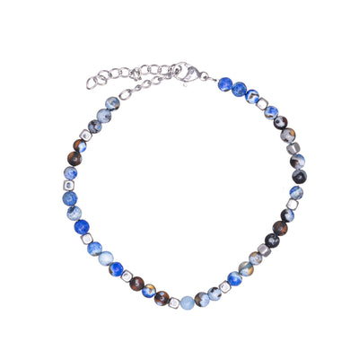 Coloured bead bracelet on steel chain (Steel 316L)