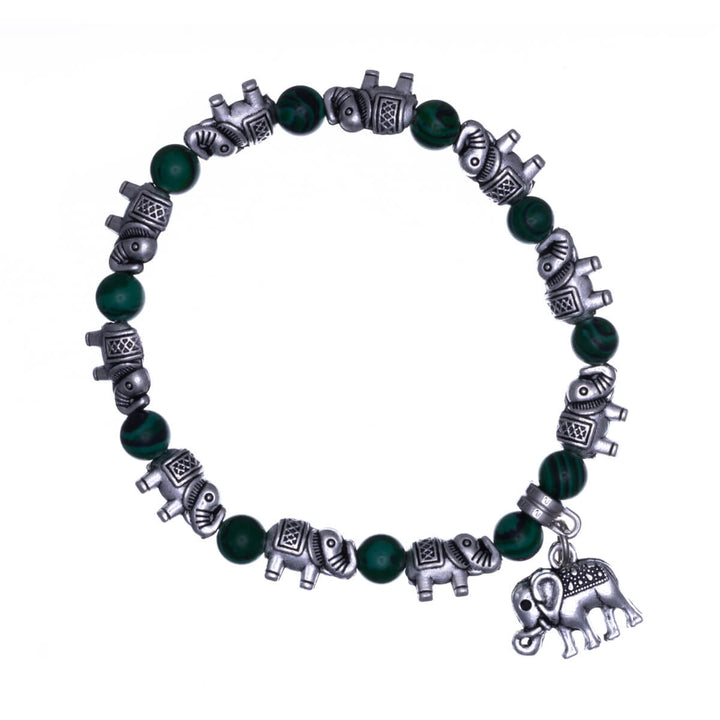 Flexible colourful elephant bracelet with pendant