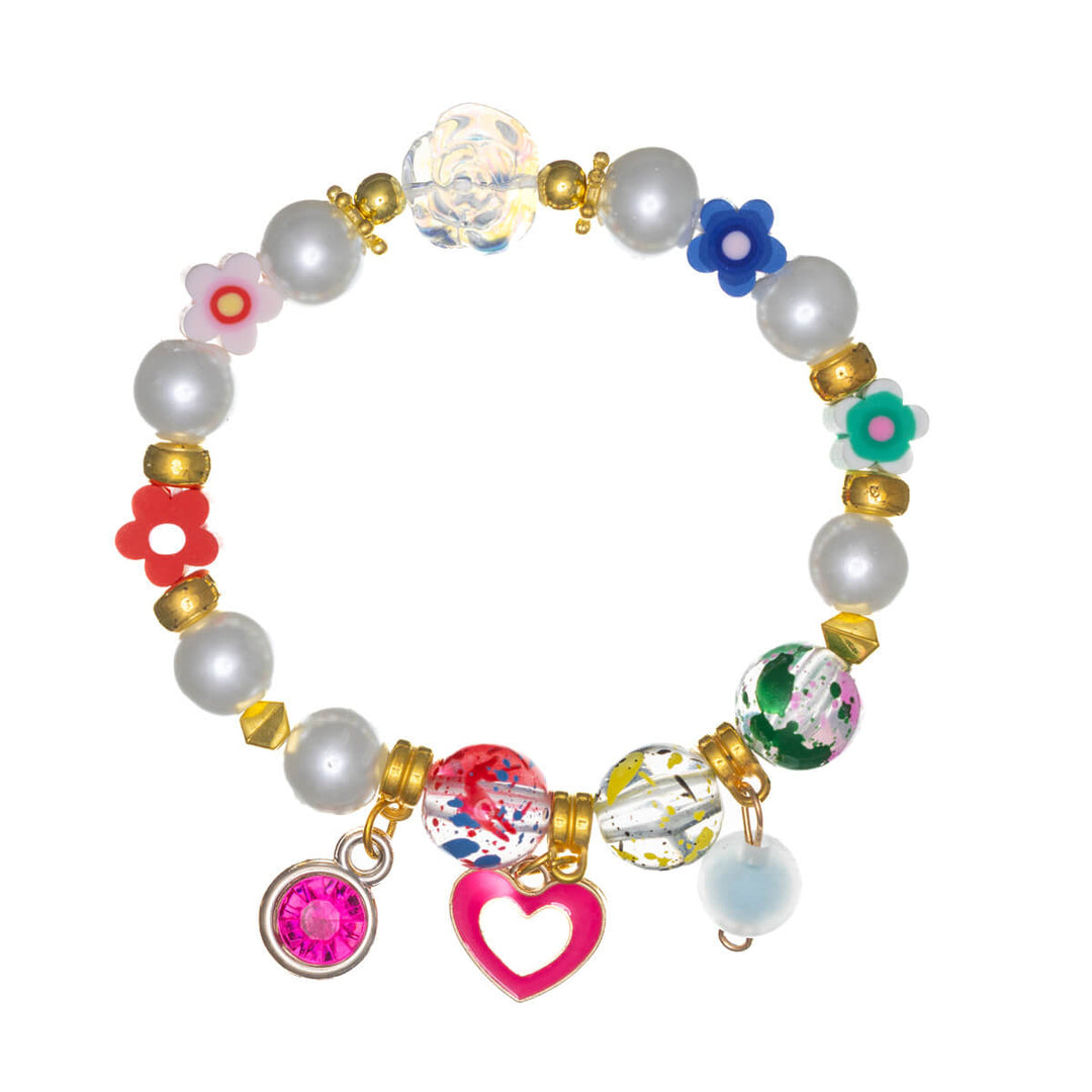 Multicoloured pearl bracelet with pendants
