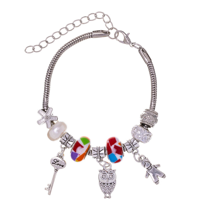 Bracelet with colourful beads and pendants