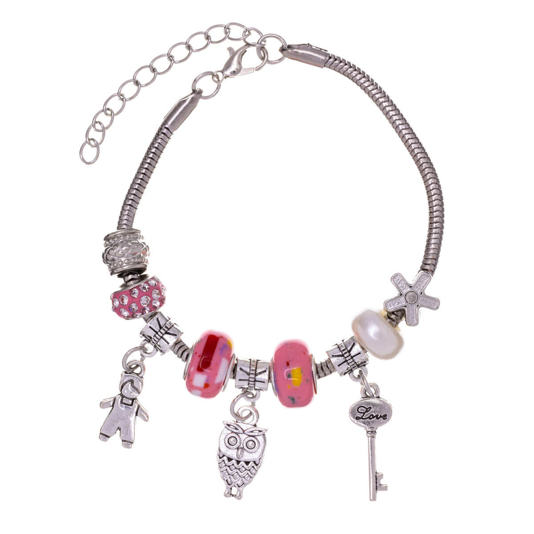 Bracelet with colourful beads and pendants