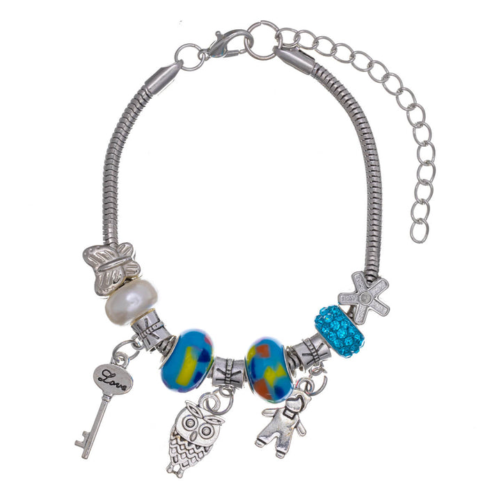 Bracelet with colourful beads and pendants