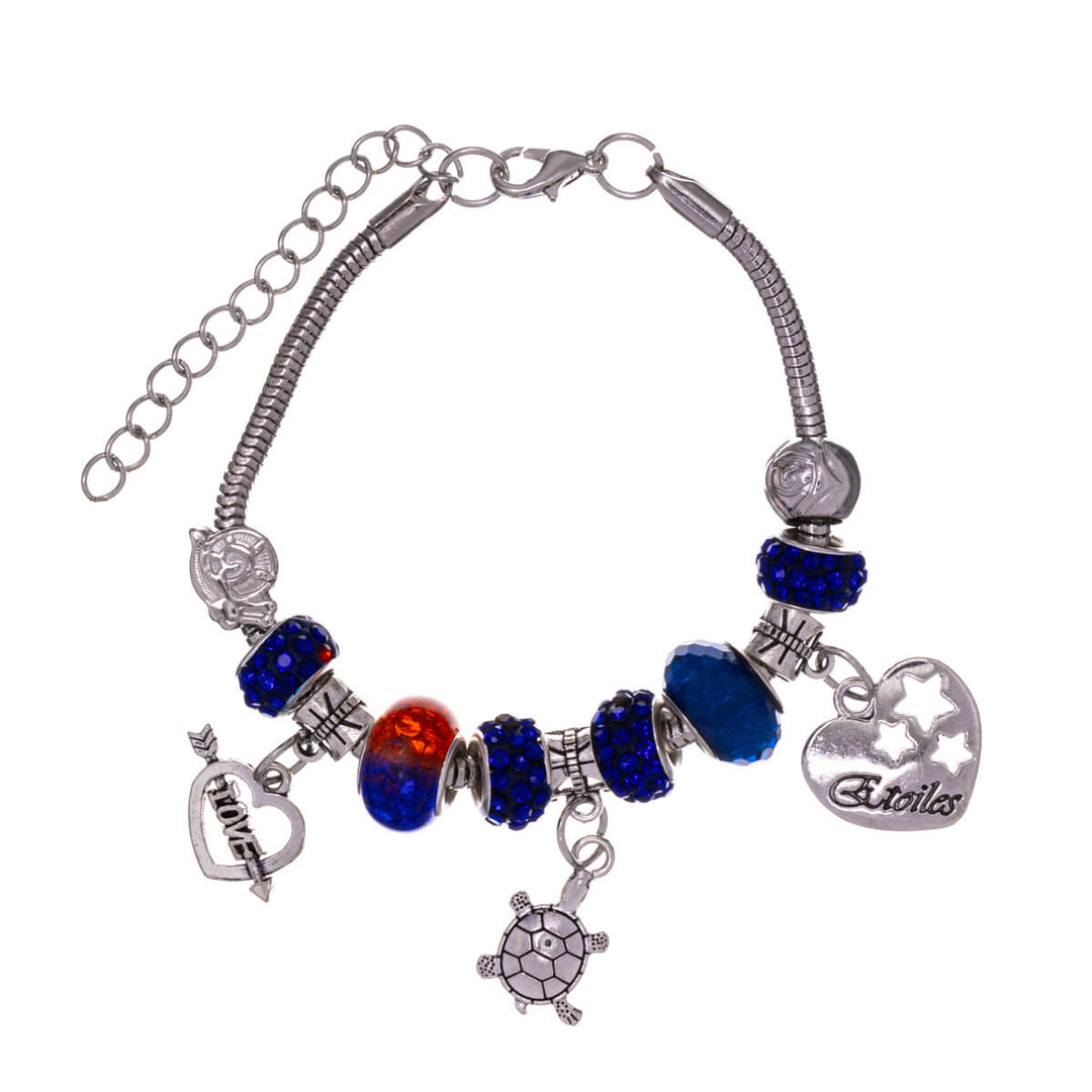 Bracelet with colourful beads and pendants