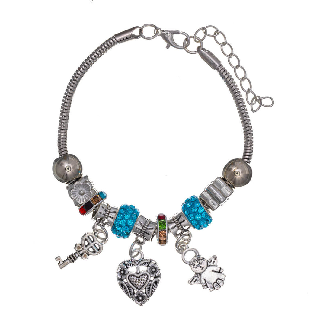 Bracelet with colourful beads and pendants