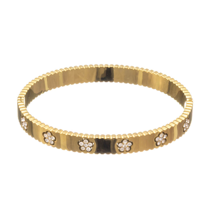 Flower patterned steel bracelet with hinge (Steel 316L)