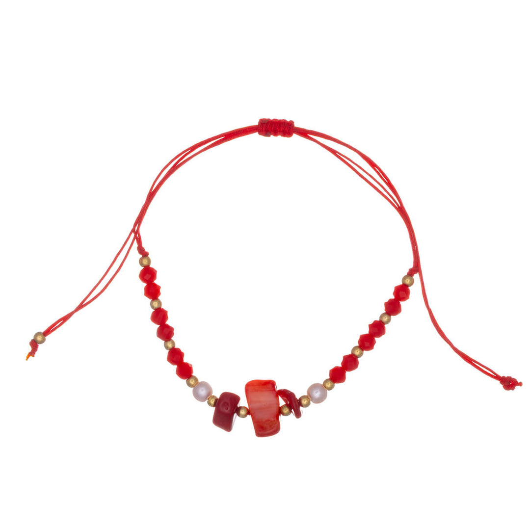 Adjustable stone bracelet with beads