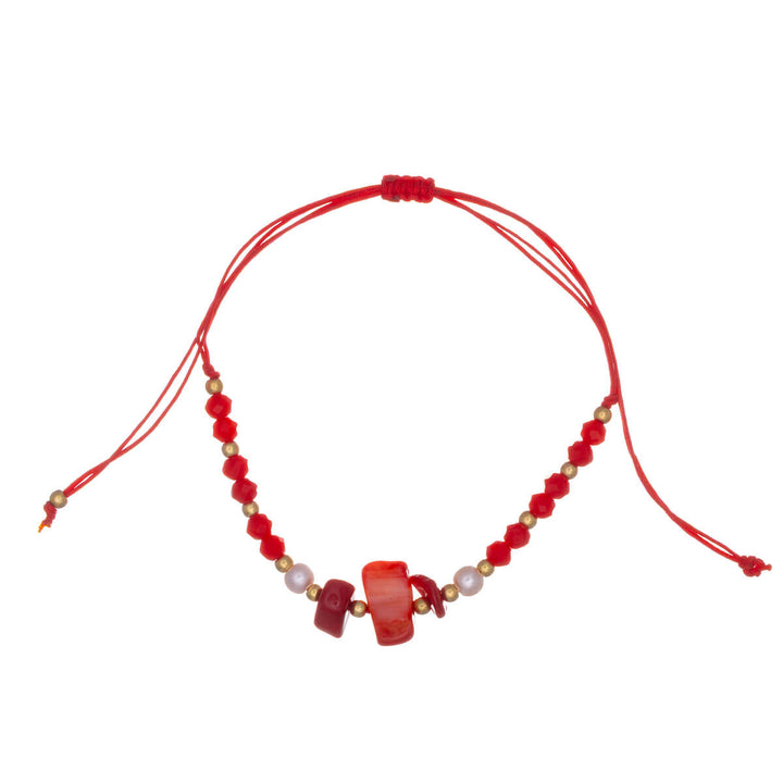 Adjustable stone bracelet with beads