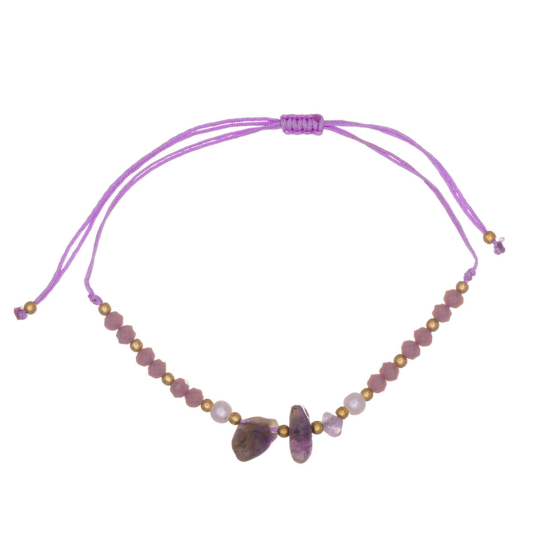 Adjustable stone bracelet with beads