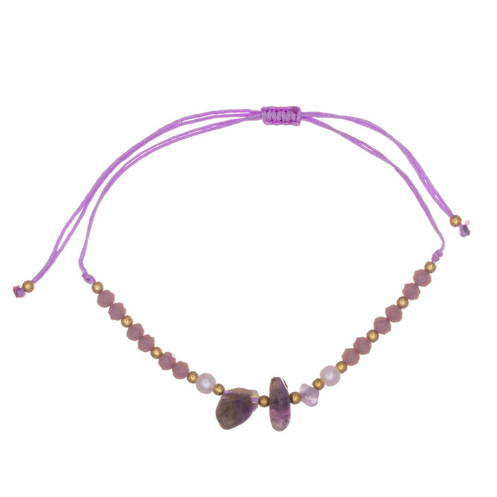 Adjustable stone bracelet with beads