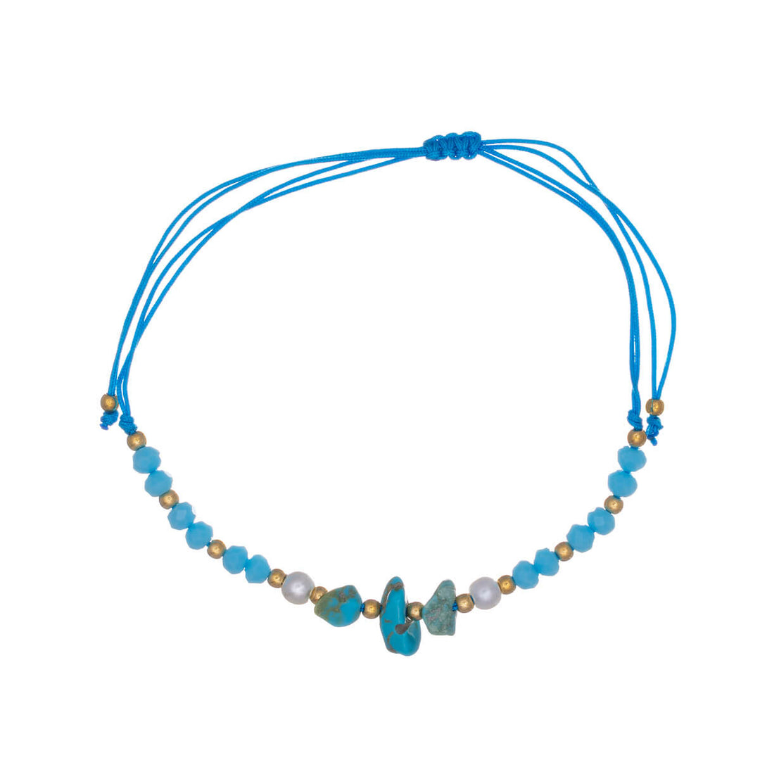 Adjustable stone bracelet with beads