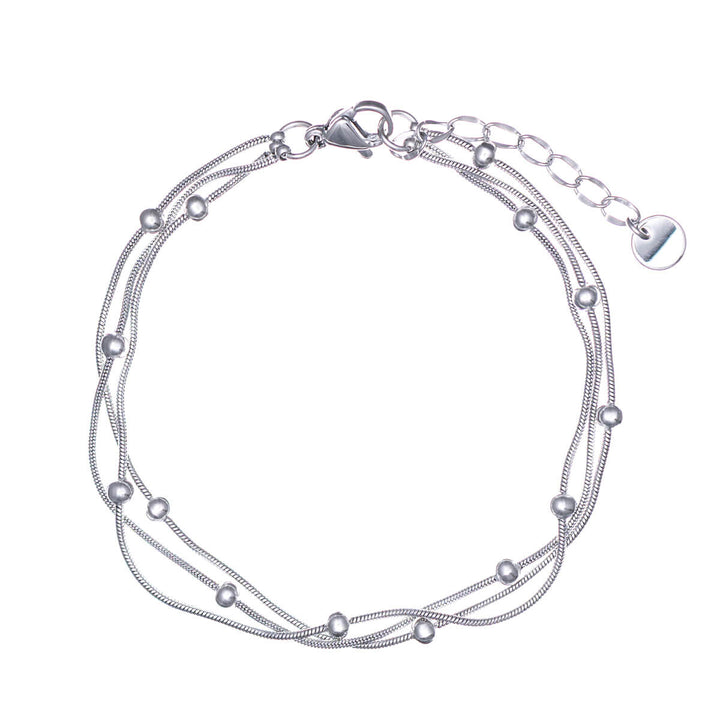 Three chains steel bracelet with beads (Steel 316L)