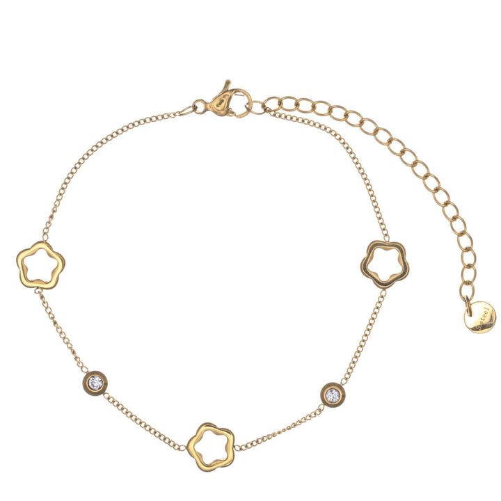 Flower pattern bracelet with zirconia stones (Steel 316L)